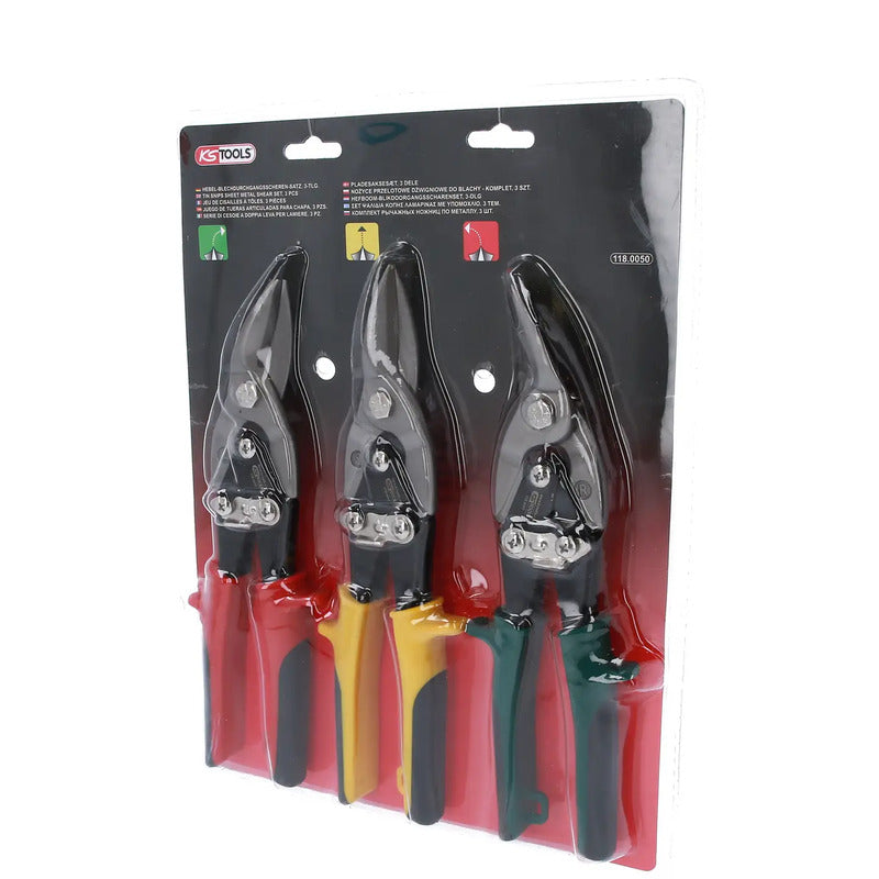 KS Tools Hebel-Blechdurchgangsschere 3-teilig selbstöffnender Griff gezahnte - 4042146077917