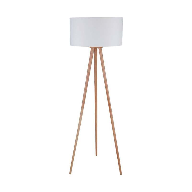 Lindby Stehleuchte Charlia LED Lampe Holz weiß 150cm Stehlampe Leuchte 50cm - 4251096516302