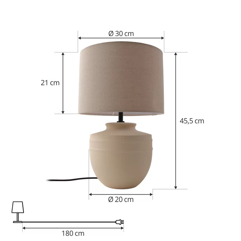 Lindby Thalassia Tischleuchte Keramik/Stoff Ø 30cm Tischlampe Lampe Leselampe803 - 4251911774658