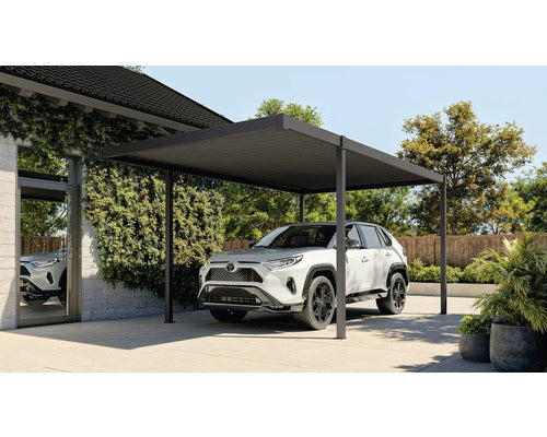 Konsta Einzelcarport Flachdach Stahlplatten anthrazit 300x500cm 8x8cm - 4306516776986