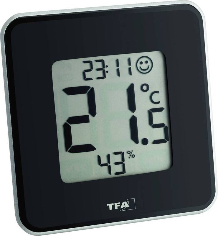 TFA Style Thermo-/Hygrometer Innentemperatur Luftfeuchtigkeit Uhrzeit Schwarz - 4009816019790