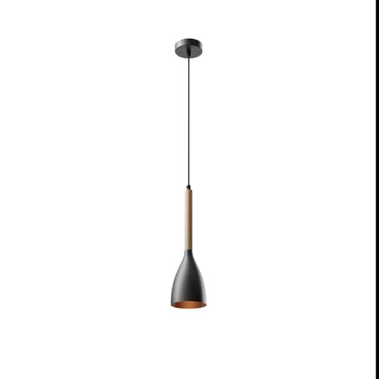 Euluna Hängeleuchte Muza Deckenlampe Pendelleuchte E27 1-flg schwarz Holz hell - 5907565991123