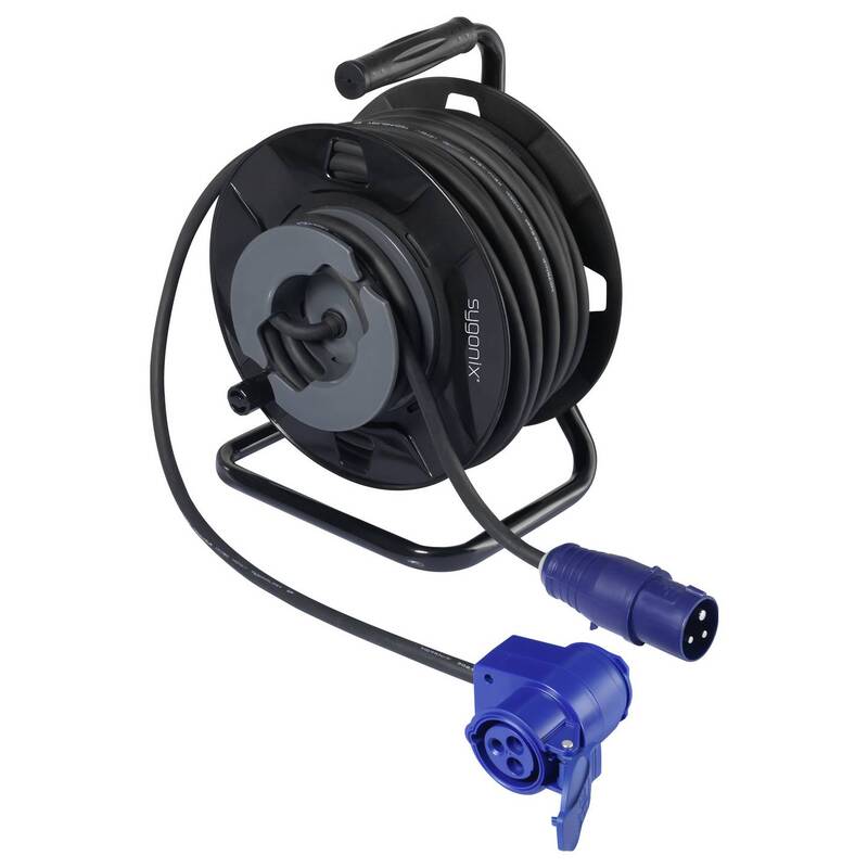 Sygonix Kabeltrommel 25m CEE-Cara-Stecker 2 Steckdosen IP44 Schwarz 3000W - 4064161393094