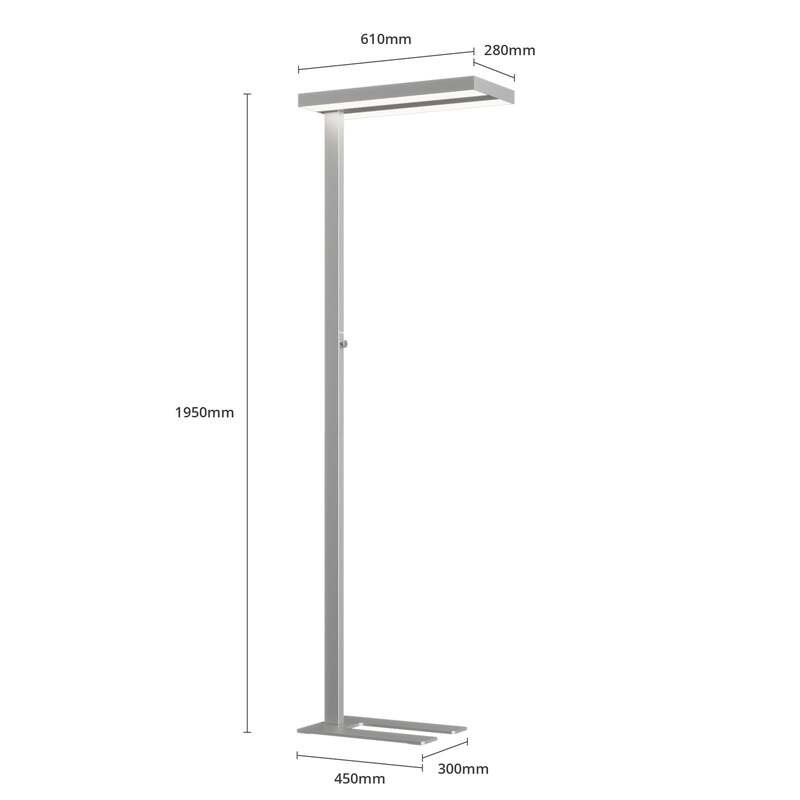 Arcchio Stehlampe Logan LED dimmbar silber 6000lm U-fuß 196cm Büro Leuchte - 4251096526974