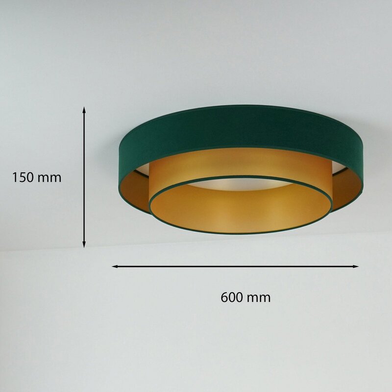 Deckenlampe Lampe LED Luneta Fernbedienung Samt dunkelgrün gold Deckenleuchte220 - 5905317606394