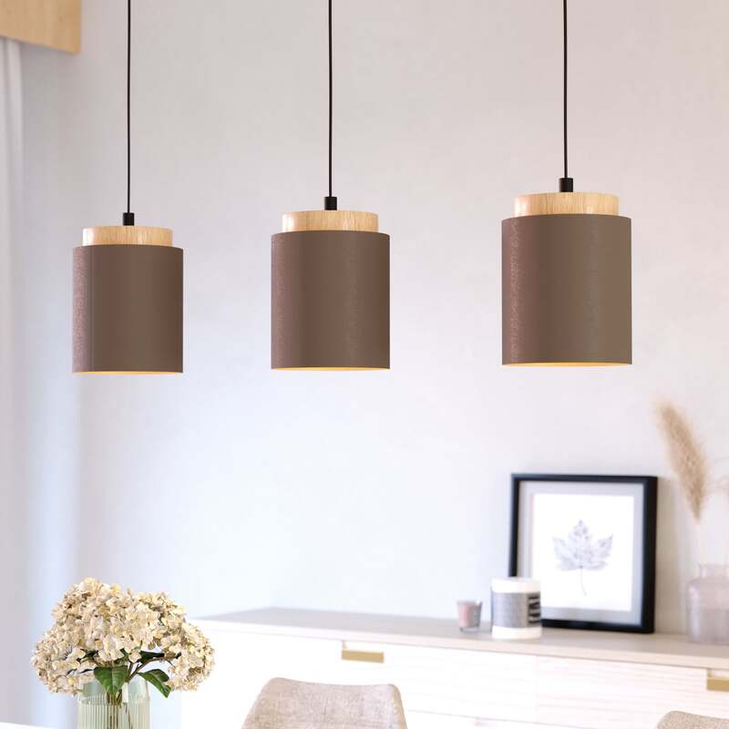 Eglo Hängelampe Hängeleuchte Albariza LED Pendelleuchte dimmbar braun 3-flammig - 9002759994464