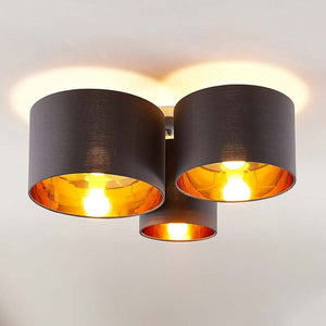 B-Ware Lindby Deckenleuchte Laurenz 3-flammig LED Lampe Leuchte dimmbar grau gold Ø61cm