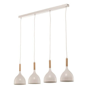 B-Ware Euluna Hängeleuchte Noak Hängelampe Leuchte Lampe 4 Flg. Lang Weiß Holz Natur916