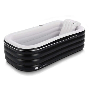 B-Ware Aufblasbare mobile Badewanne mit Luftpumpe Abdeckung Rückenlehne 170x87x50 cm