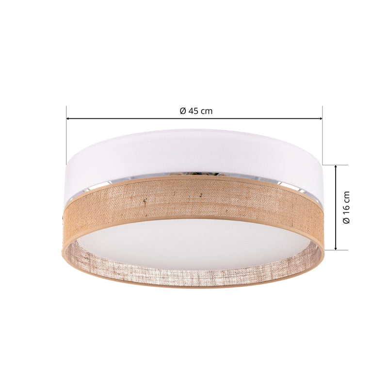 Euluna Deckenlampe Linobianco Deckenlampe Lampe 3-flmg E27 Ø 45 cm weiß braun - 5901780565770
