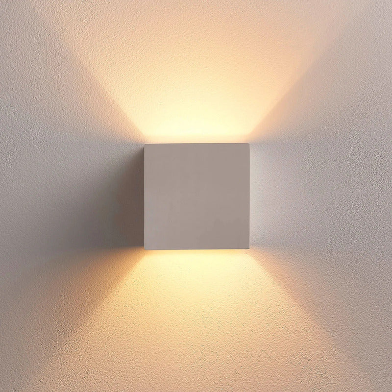 Lindby Wandleuchte Kay LED Wandlampe dimmbar Gips weiß 11,5x11,5cm IP20 - 4251096535693