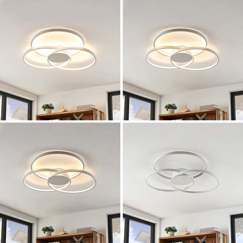 Lindby Deckenleuchte Riley LED Lampe dimmbar warmweiß Ø80cm Aluminium weiß matt - 4251096574036