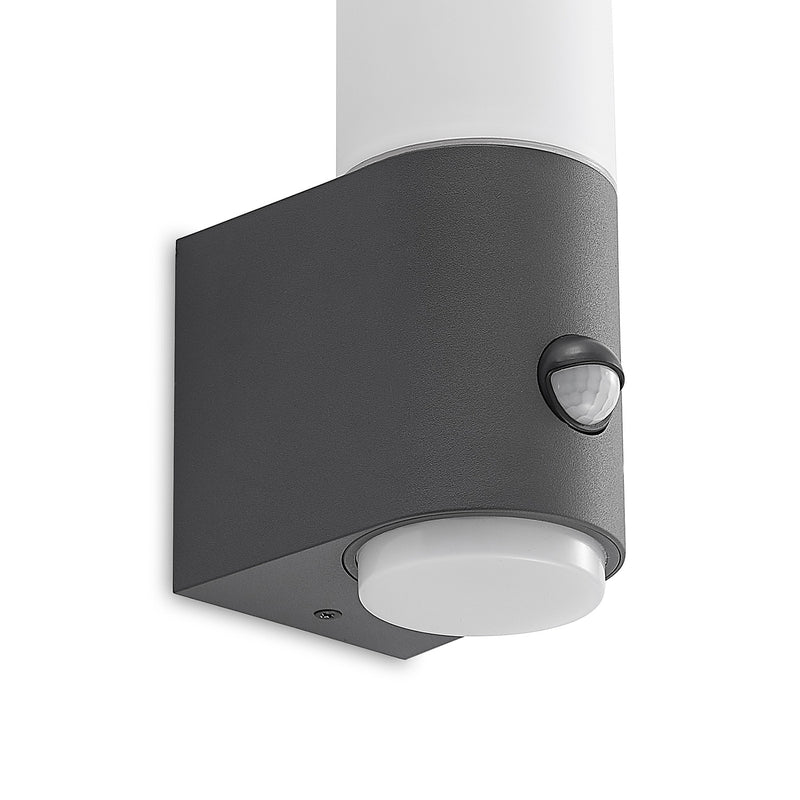 Lindby Außenwandleuchte Okari LED Wandleuchte mit Sensor dunkelgrau 29x9cm - 4251911704242