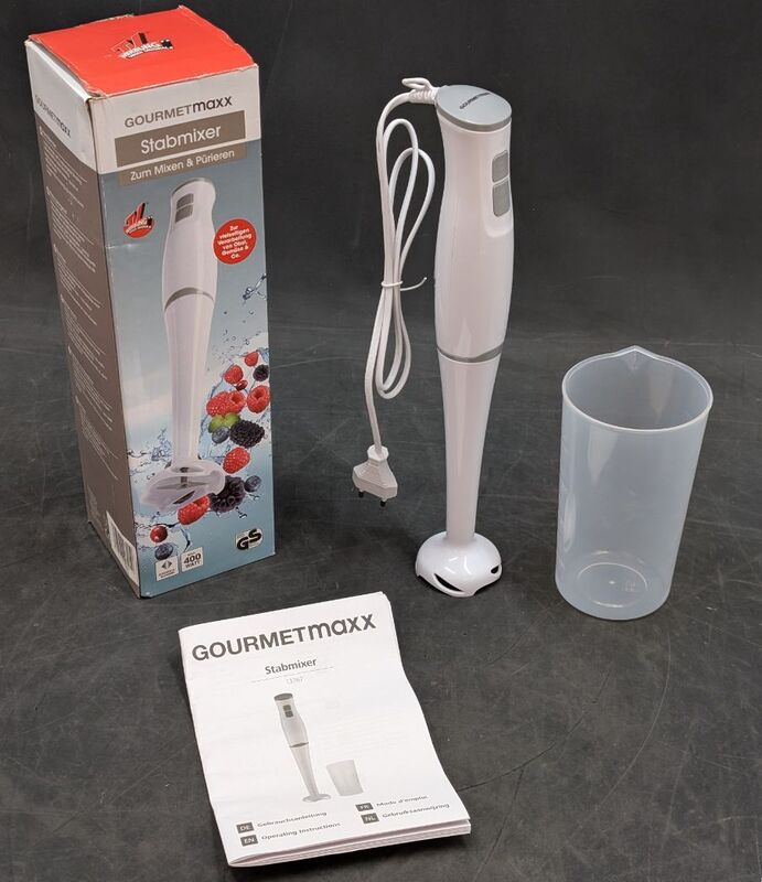 GourmetMaxx Stabmixer Pürierstab Handmixer 400W Mixer Küchenhelfer Weiß 700ml - 4067522047919