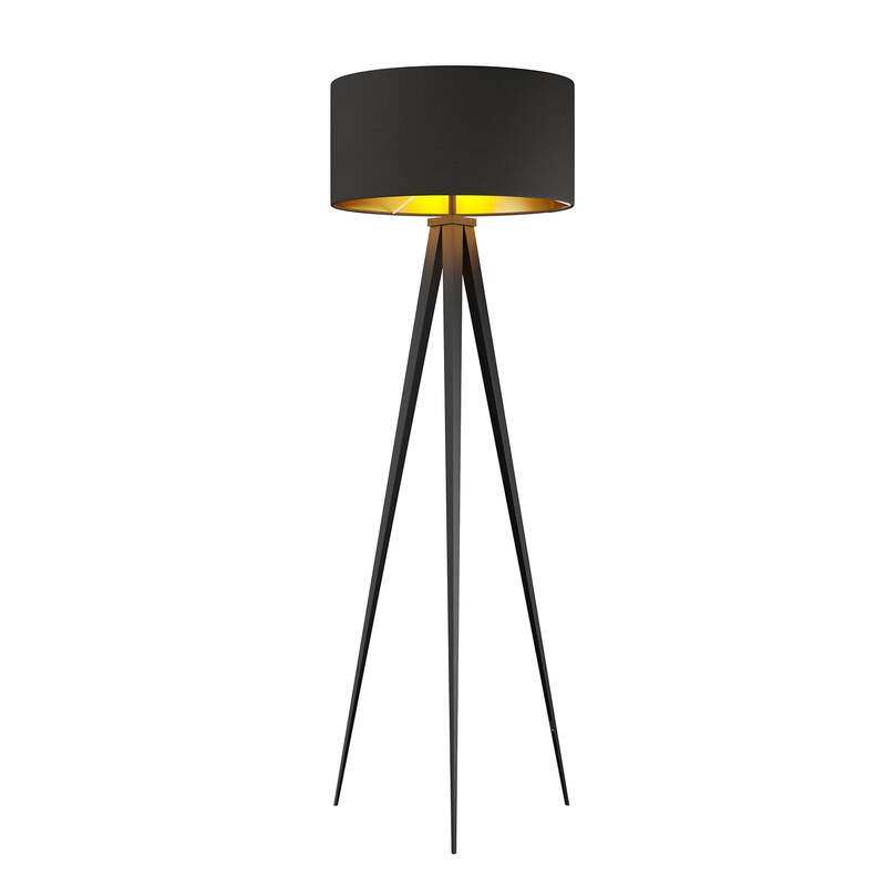 Lindby Stehlampe Benik Tripod Leuchte Lampe schwarz gold 153cm Höhe 50cm - 4251096530964
