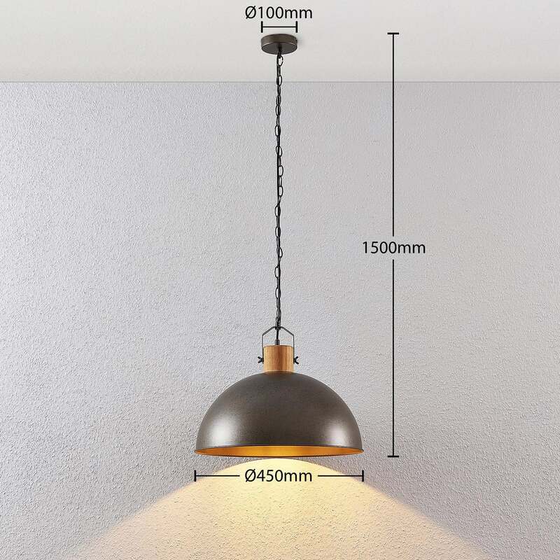 Lindby Hängeleuchte Holgar LED Pendelleuchte Lampe dimmbar grün Ø45cm Holz - 4251096571226
