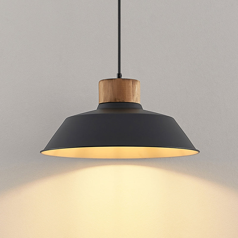 Lindby Nefeli Hängeleuchte Deckenlampe Pendelleuchte E27 mit Holzdetail 1-flg168 - 4251911743524