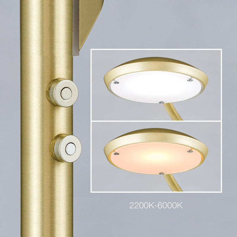 Cobra LED Stehleuchte Standlampe messing matt Stahl zweiflammig Dimmer Schalter - 9003090267408