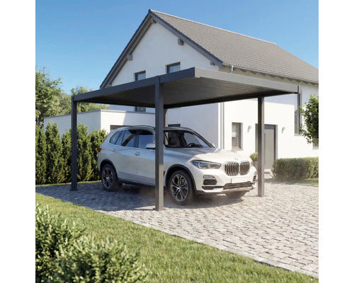 Konsta Einzelcarport Aluminium Flachdach anthrazit 300x500cm mit Stahlpfosten - 4306516776993