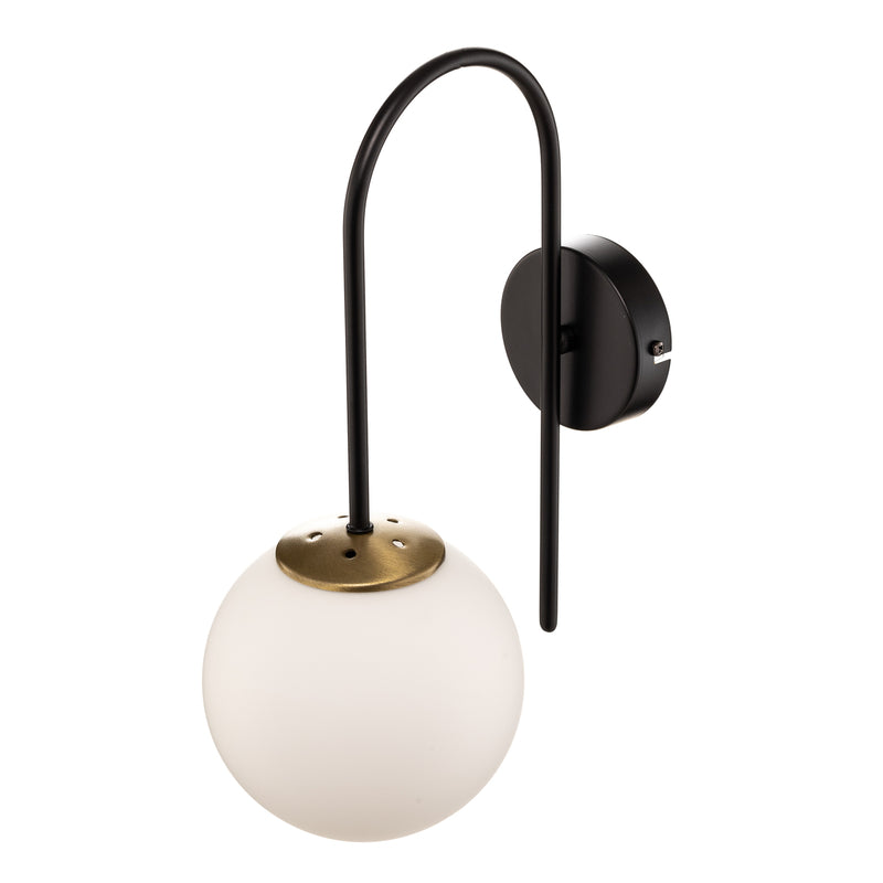 Wandleuchte Berlin schwarz/messing 34cm dimmbar E14 Metall Glas IP20 - 5907565931983