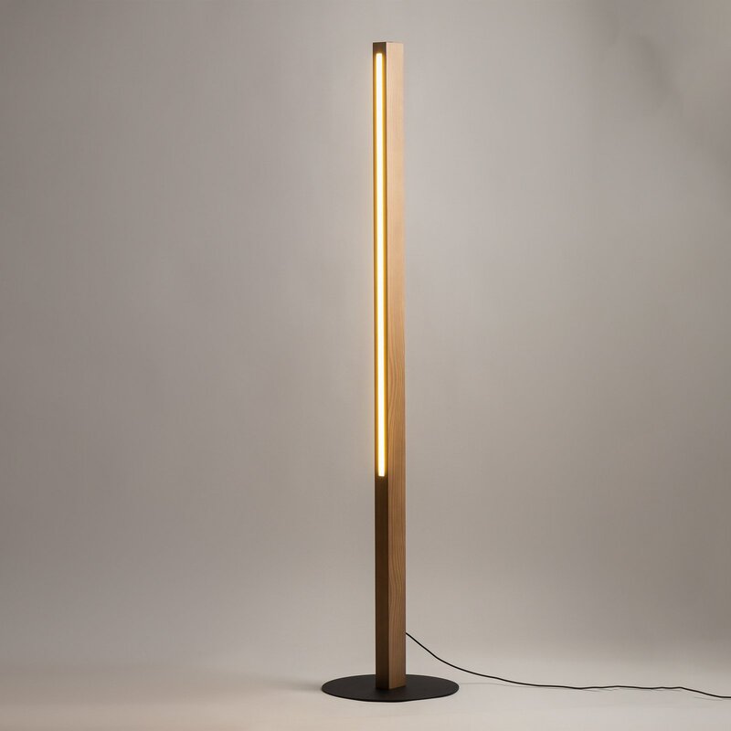 TK Lighting Stehleuchte Standlampe LED Holz Lampe schwarz Metall Touchdimmer Kie - 5901780513917