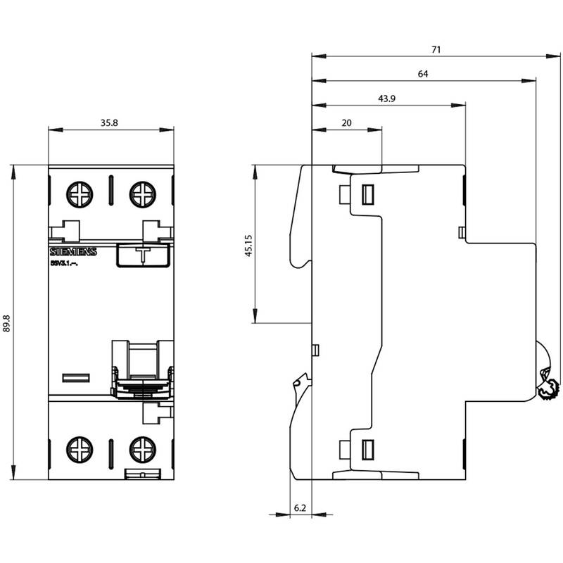 Siemens FI-Schutzschalter 5SV3 Fehlerstromschutzschalter 25A 0,3A 230V IP20 - 4001869484419
