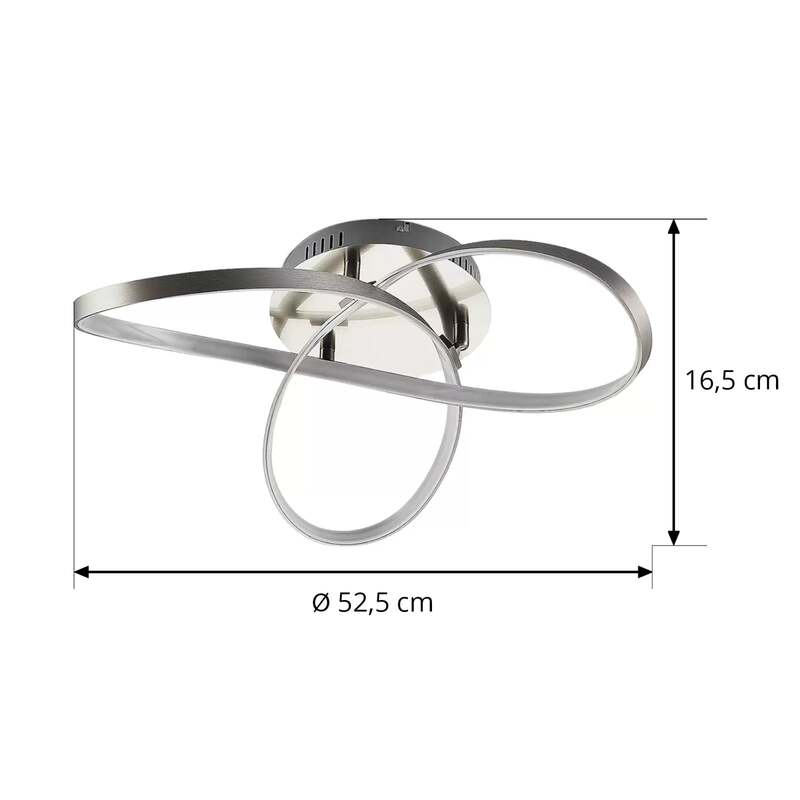 Lindby Deckenlampe Saliha LED Lampe dimmbar nickel matt 52,5cm warmweiß 3000K - 4251096537055