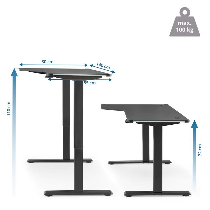hjh OFFICE Schreibtisch Worktime Game elektrisch höhenverstellbar schwarz - 4064323108146