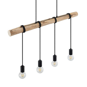 B-Ware Lindby Hängeleuchte Ferris 4-flammig LED Pendelleuchte Lampe Holz schwarz 90cm
