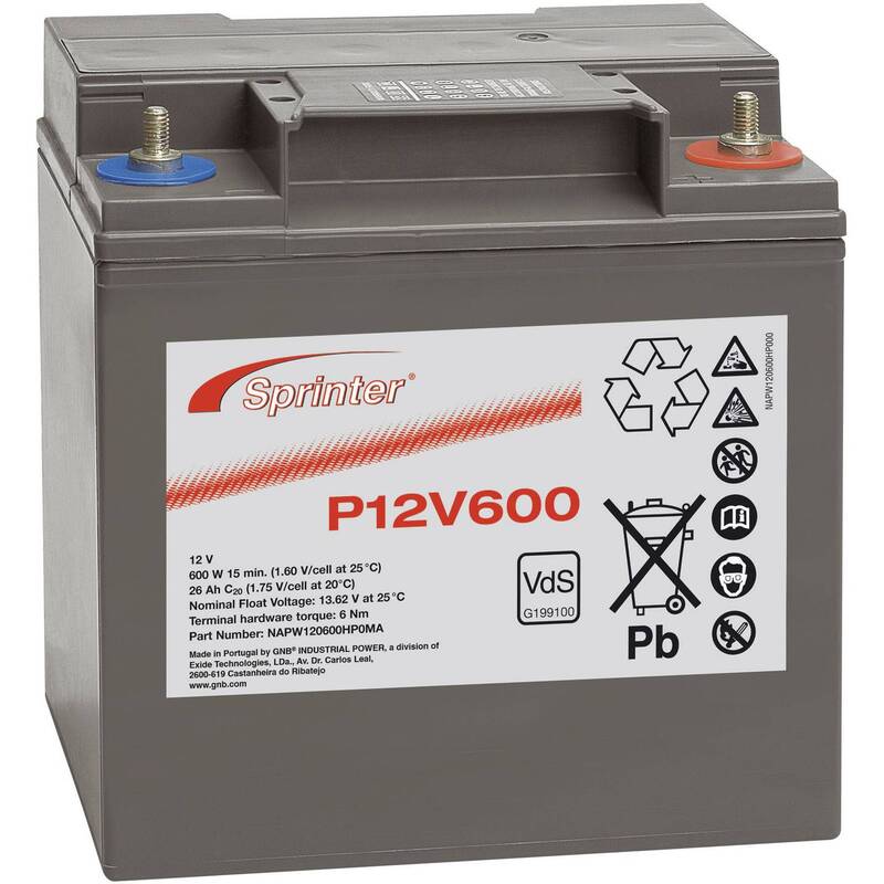 GNB Sprinter P12V600 NAPW120600HP0MA Batterie VRLA 12 V 24 Ah AGM Akku-Batterie - 2050001754745