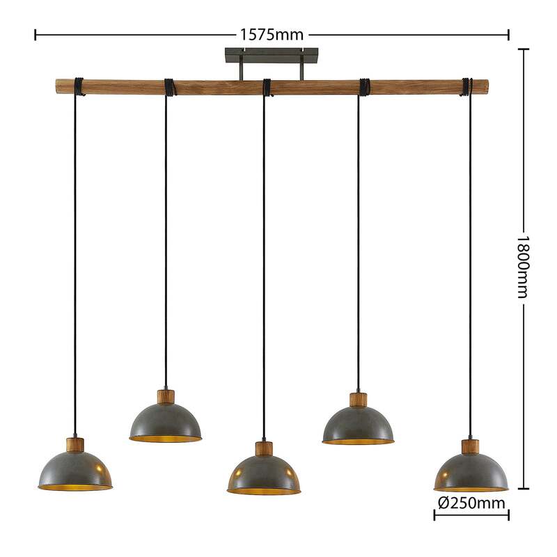 Lindby Hängeleuchte Pendelleuchte Durbis LED 5-flammig E27 grau 149 cm - 4251911719529