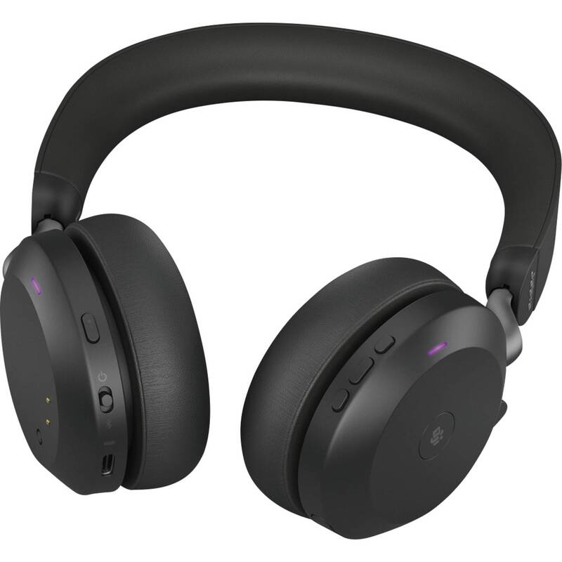 Jabra Evolve2 75 On Ear Headset Bluetooth Telefon schwarz 24h Gesprächszeit - 5706991024340