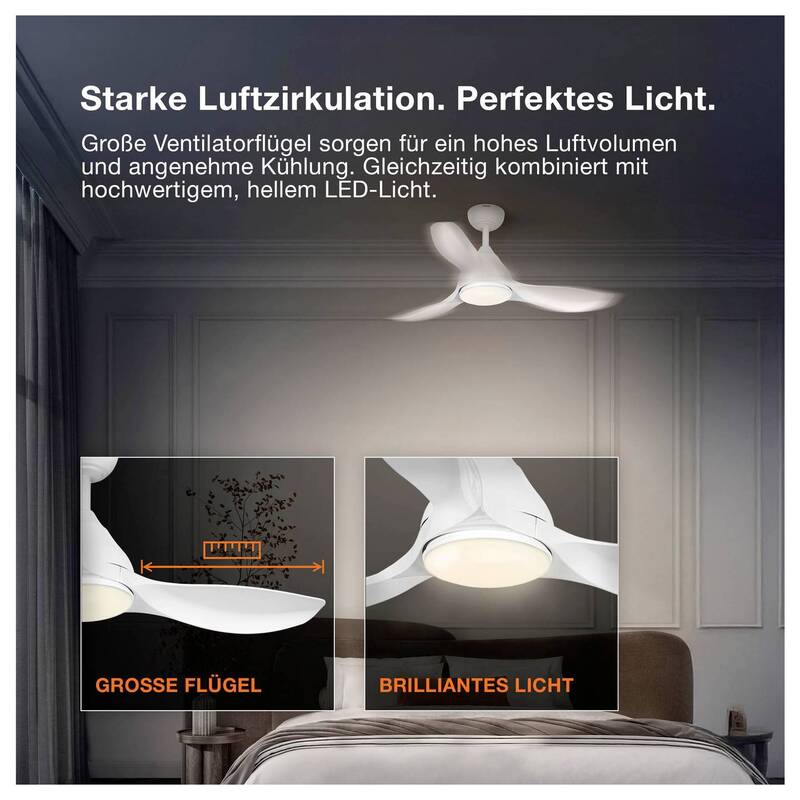 OSRAM Deckenventilator Leste 445mm LED Ventilator dimmbar Fernbedienung weiß - 4058075857735