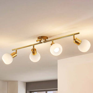 B-Ware Lindby Deckenleuchte Deckenlampe Elaina messing Glas Opalglasschirme 4 flam940