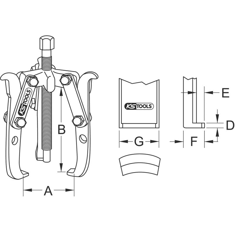 KS Tools Abzieher 3 Haken Spannbereich 70mm Zugdruckbelastbarkeit 1,2t Werkzeug - 4042146141557