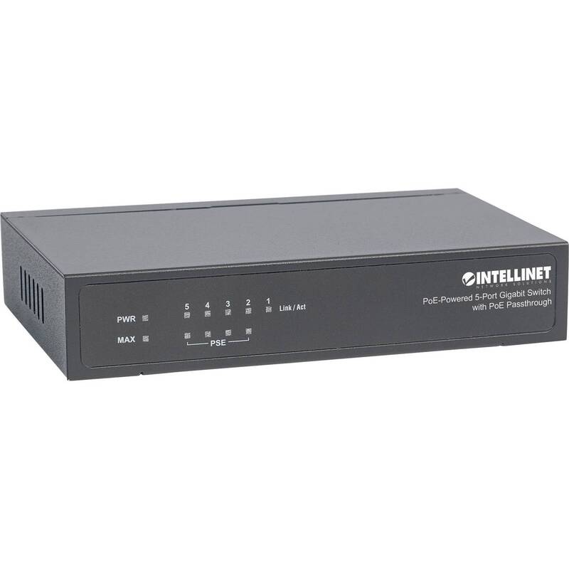 Intellinet Switch Netzwerkverteiler Gigabit PoE 5 Port 1 GBit/s PoE-Funktion - 0766623561082