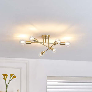 B-Ware Lindby Deckenleuchte Aloria 6-flammig LED Lampe gold dimmbar Metall 55x55cm