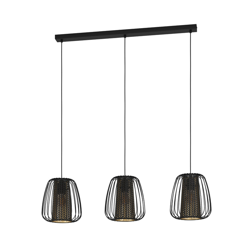 Eglo Hängeleuchte Curasao LED Pendelleuchte Lampe 3-flammig dimmbar schwarz gold - 9002759996628