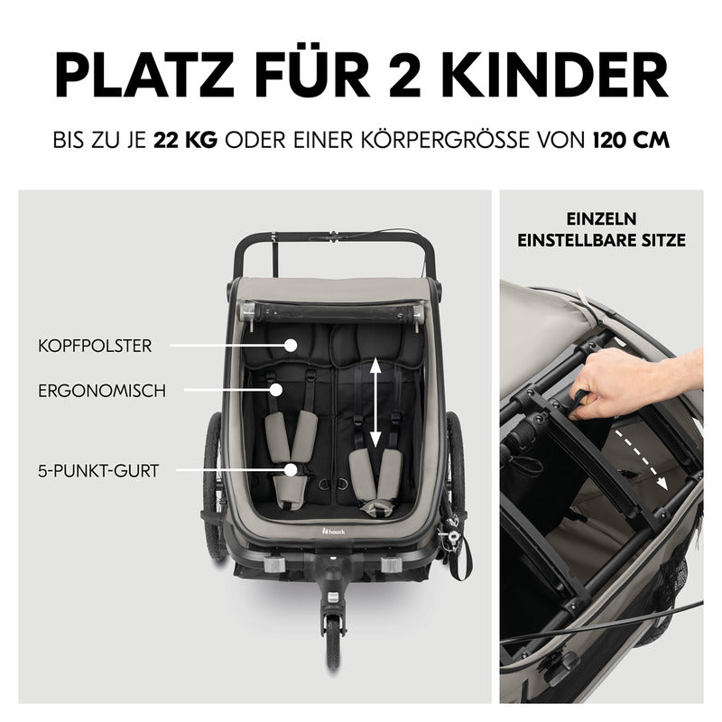Hauck Fahrradkinderanhnger Bike N Walk Duo, Für 2 Kinder, Inkl. Deichsel - 4007923515082