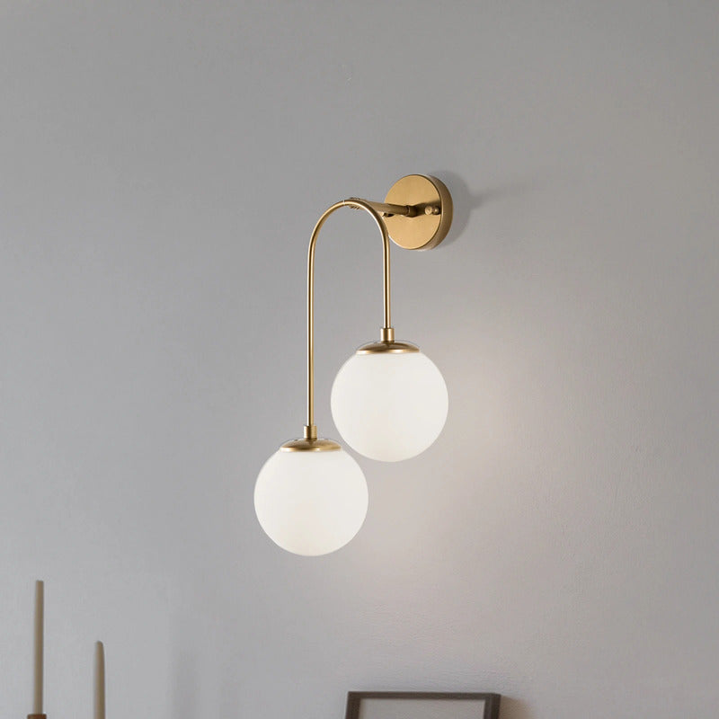 Jewel Wandlampe Wandleuchte Opalglas gold weiß Glas Metall Wohnraum Beleuchtung - 8683342264662