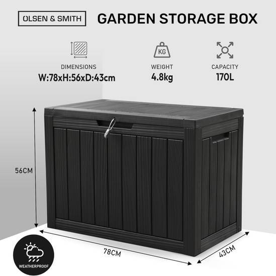 Olsen & Smith Aufbewahrungsbox Gartenbox Outdoor Box Kunststoff 78x43x56 cm 170L - 5038230173091