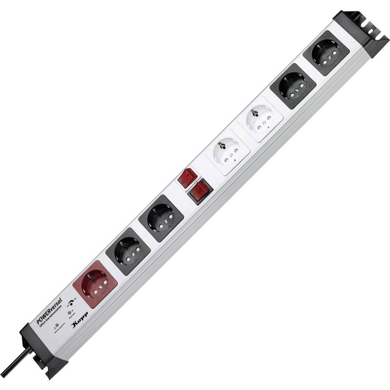 Kopp Master/Slave-Steckdosenleiste 7-fach Silber Schwarz Schutzkontakt 3680W - 4008224565882