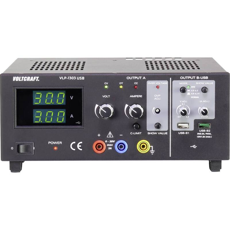 VOLTCRAFT Labornetzgerät VLP-1303 USB 0-30V 0.01-3A 123W 3 Ausgänge OVP Gerät - 4053199518708