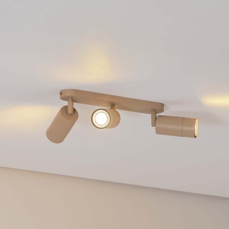 Deckenstrahler Link 3-flg LED dimmbar beige Stahl 33cm für Wohnzimmer Leuchte - 5907565995282
