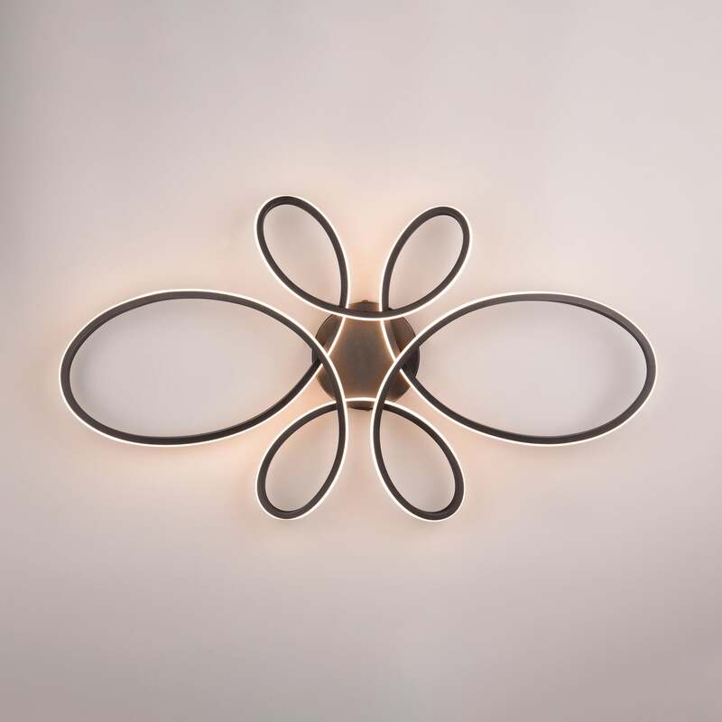 Trio Lighting Deckenleuchte Lampe LED Fly schwarz matt geschwungen dimmbar moder - 4017807600865