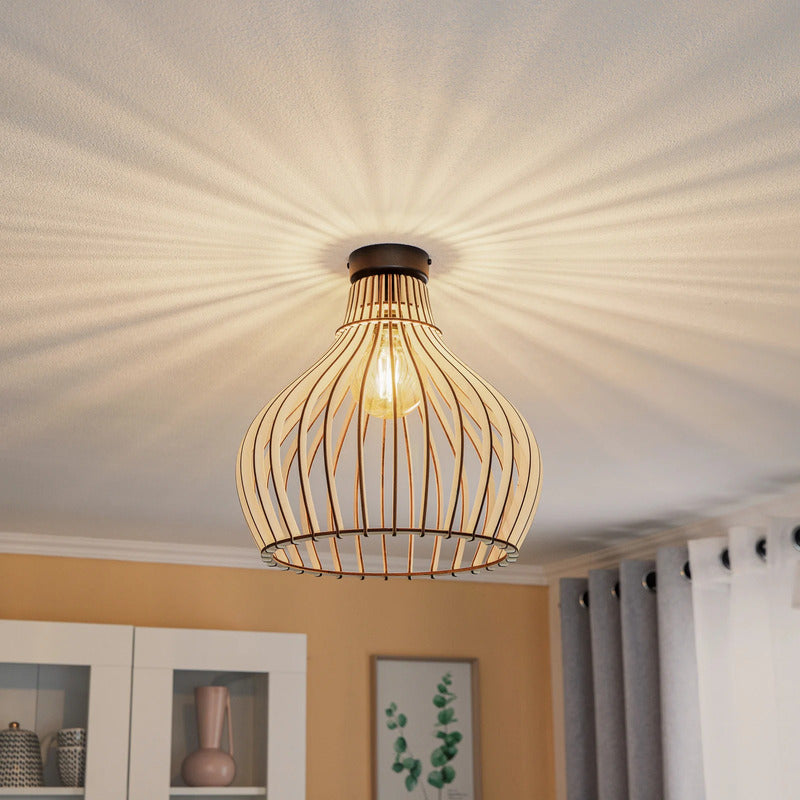 Euluna Deckenleuchte Barrel LED Lampe Holz schwarz dimmbar rustikal Ø38cm - 5907623620590