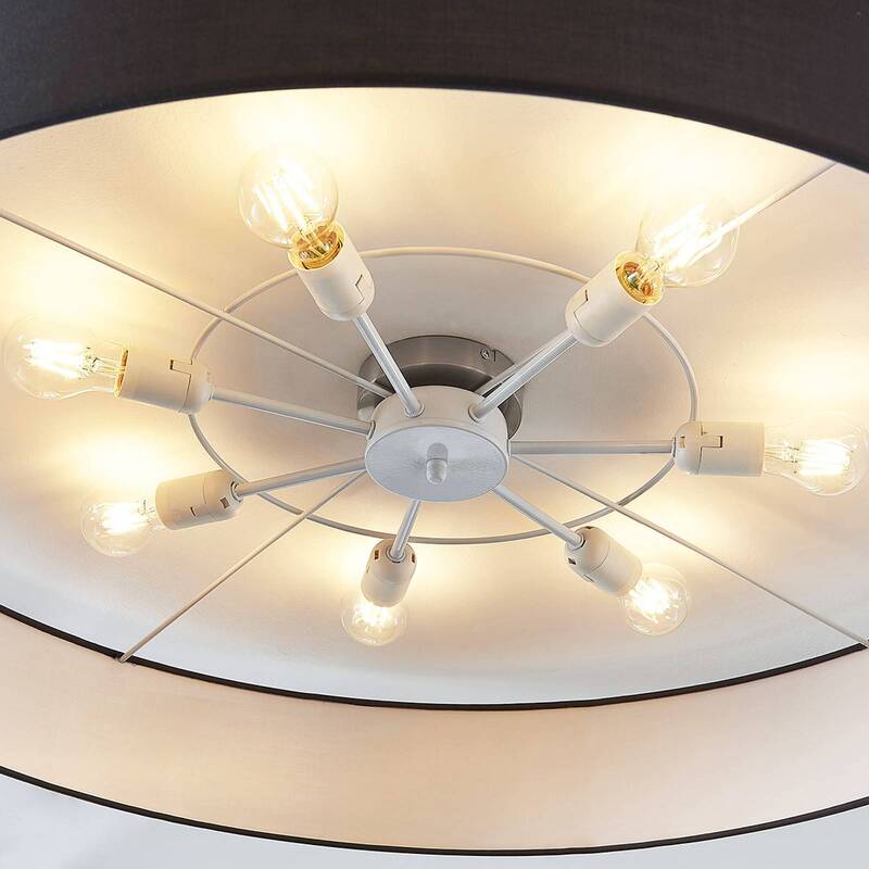 Lindby Stoff-Deckenlampe Gordana Deckenlampe Lampe Leuchte Licht E27 Grau Ø 98cm - 4251096558951