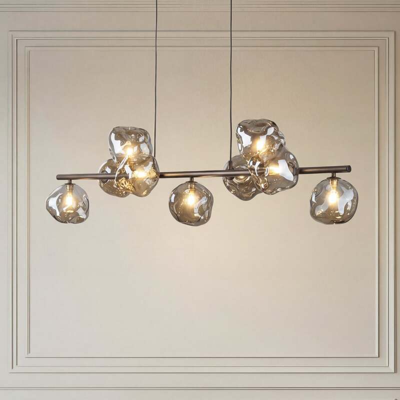 TK-Lighting Hängeleuchte Lava 9-flammig LED Pendelleuchte dimmbar braun 116x33cm - 5906135110377