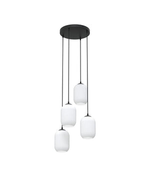 B-Ware EMIBIG Hängeleuchte Lampe Verdi 4 × E27 Schwarz Opalweiß Pendelleuchte Lampe358