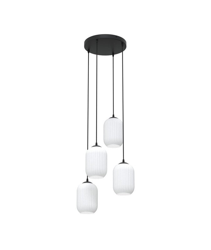 EMIBIG Hängeleuchte Lampe Verdi 4 × E27 Schwarz Opalweiß Pendelleuchte Lampe358 - 5907106011426